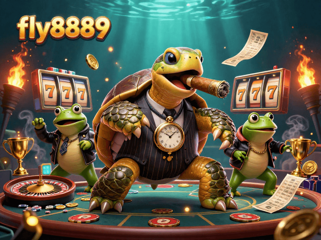 Experience thrilling wins at fly8889 with a vibrant casino scene featuring iconic characters and dynamic game elements.