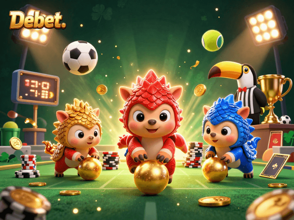 Experience exciting gambling action with Debet. in this colorful, dynamic scene featuring pangolin rivals.