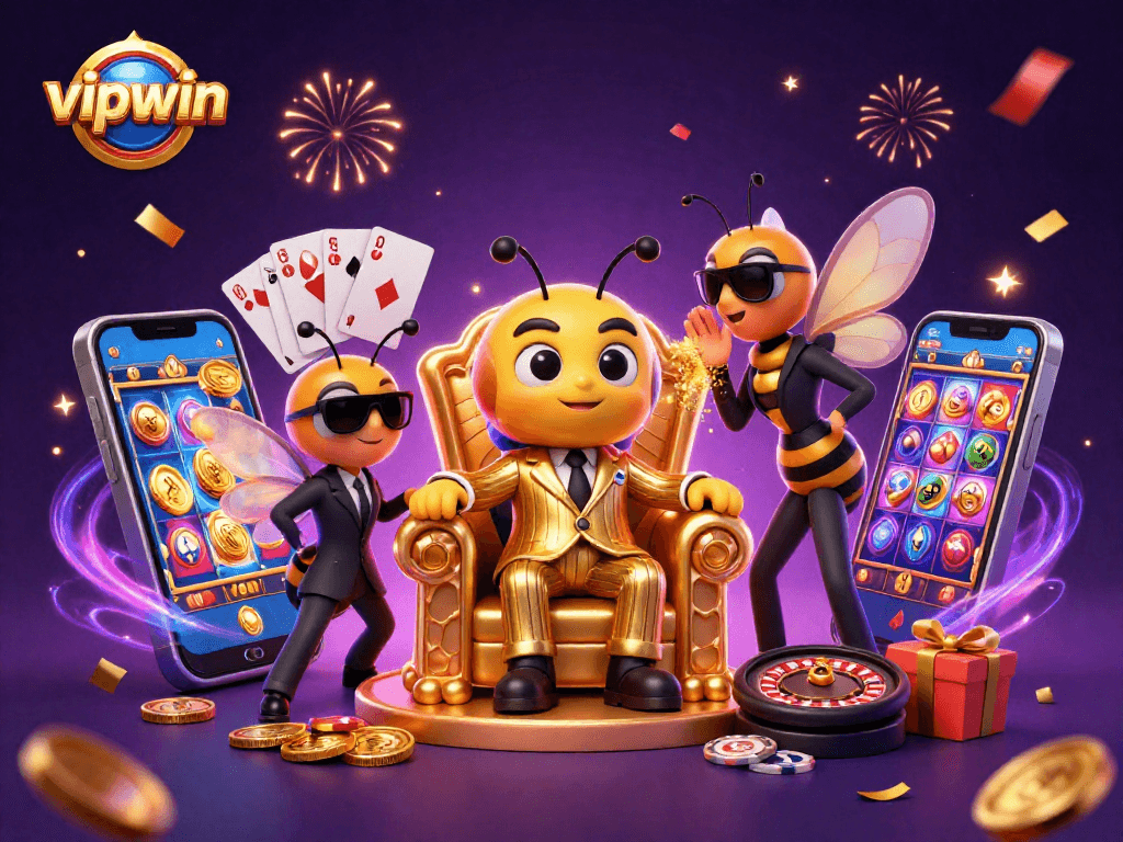 Spin and win with vipwin's exciting games featuring a cartoon bee mob boss!
