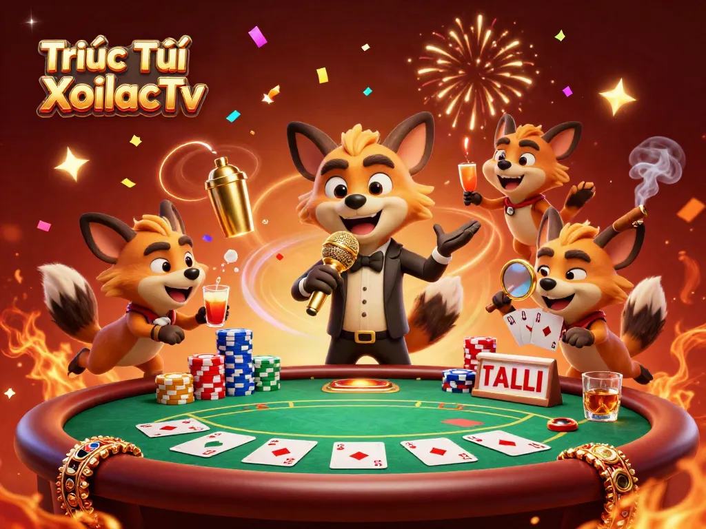 Experience engaging sports betting at Trực Tiếp XoilacTv with animated hyenas in a lively casino.