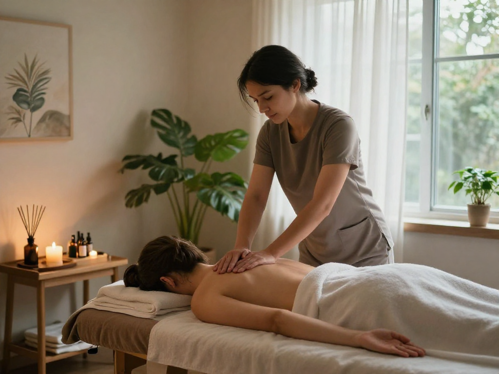 Professional massage therapy session highlighting 군포출장안마 in a calming wellness environment.