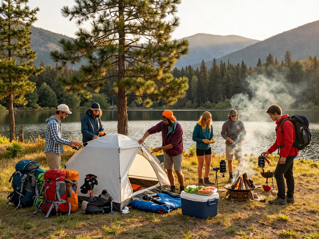 Camping gear from rokok88 enhances the outdoor adventure experience by the lakeside.