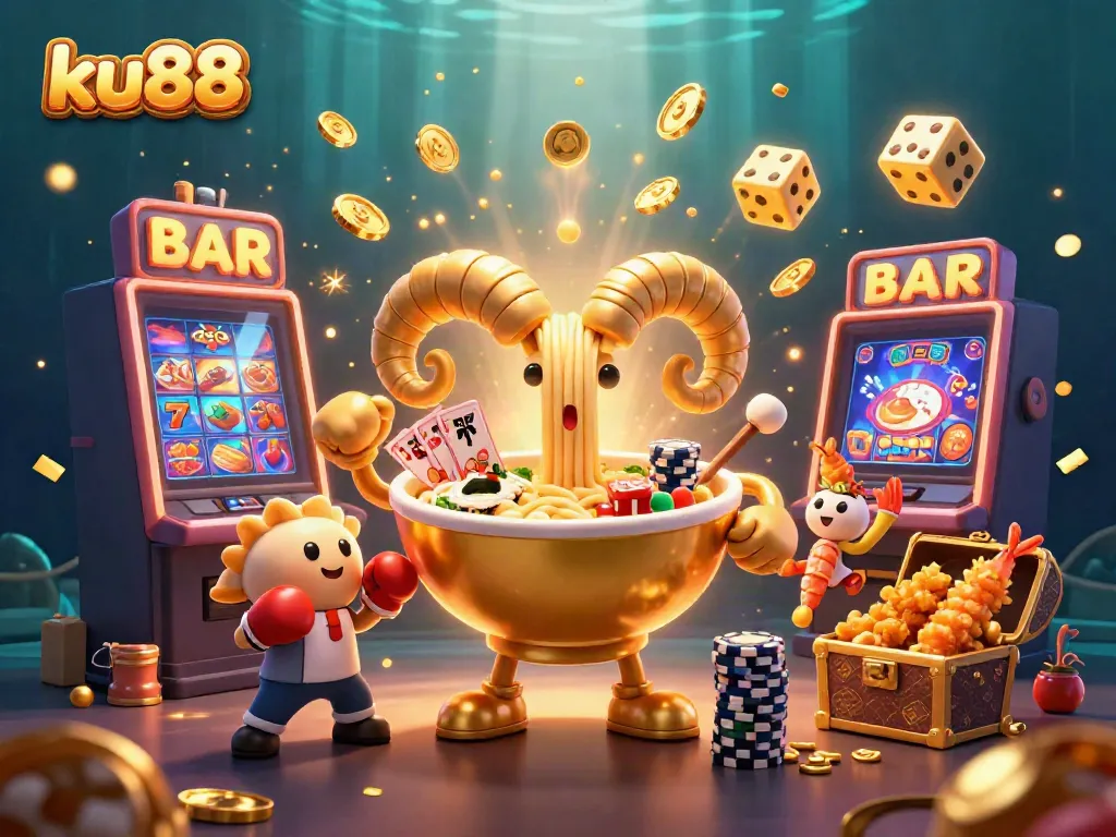 Experience the excitement of ku88 with dynamic characters and casino games exploding around them.