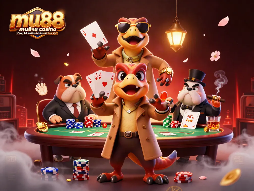 Experience mu88 🎖 mu88 casino - đăng ký nhận khuyến mãi tân thủ with playful raptors attempting to enter a VIP casino lounge.