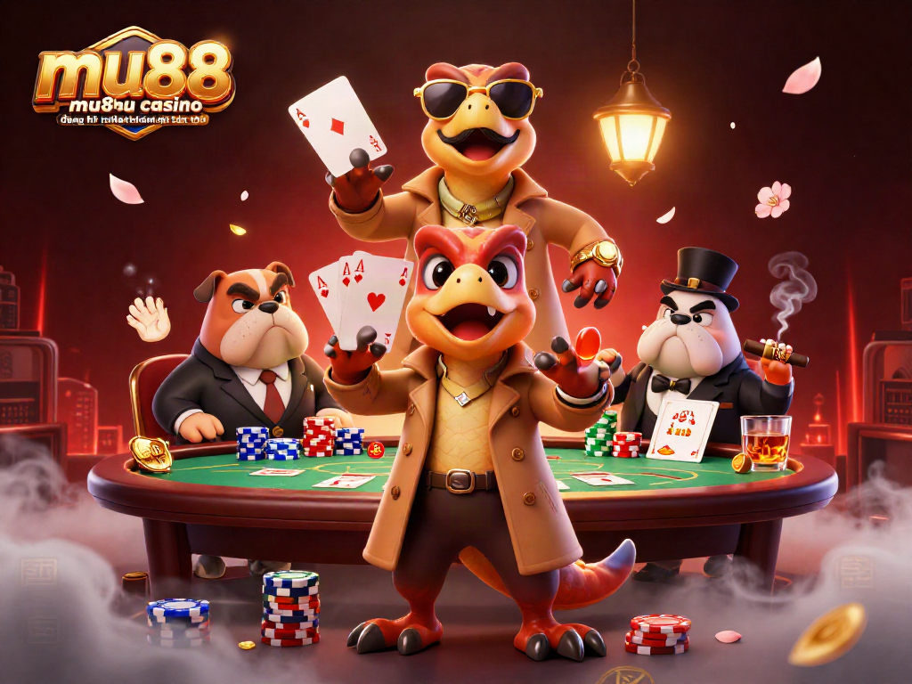 Experience mu88 🎖 mu88 casino - đăng ký nhận khuyến mãi tân thủ with playful raptors attempting to enter a VIP casino lounge.