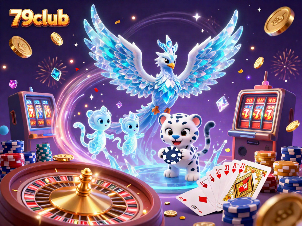 Experience thrilling gameplay at 79club with dazzling visuals of an ice phoenix and vibrant casino elements.