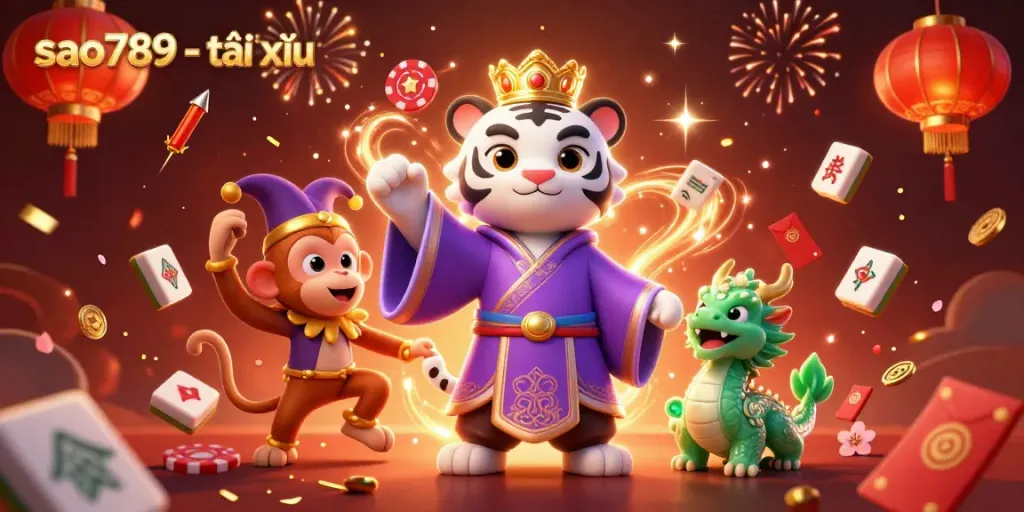Engage in fantastic gaming adventures with sao789 - tài xỉu showcasing vibrant 3D casino characters.