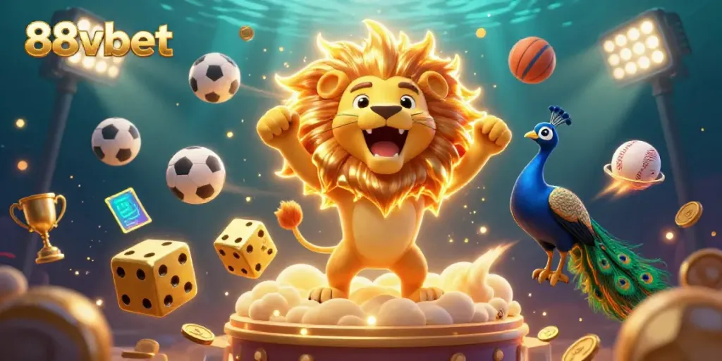 Experience thrilling gaming with 88vbet's vibrant 3D illustration depicting an epic casino scene.