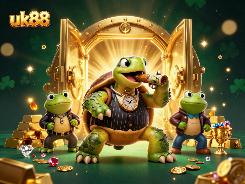 Experience thrilling games at uk88 with this vibrant illustrated casino scene.