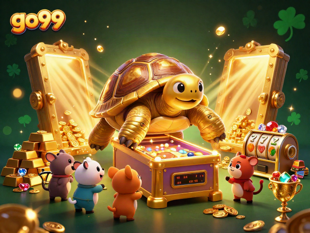 Engage with go99's thrilling slot experiences in a vibrant casino illustration.