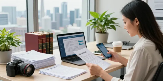 Apostille Toronto service professional reviewing documents in modern office