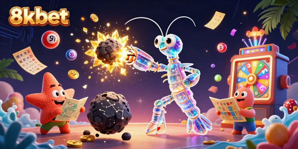 Experience vibrant gaming at 8xbet with a galactic scene full of dynamic gambling elements and lively colors.