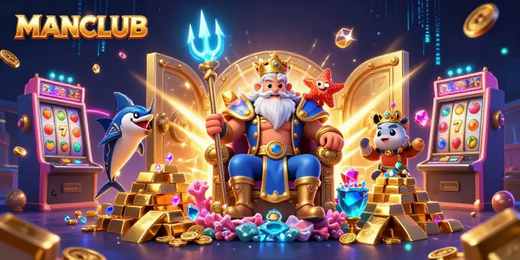 Experience the thrill of MANCLUB where sea king Neptune and treasures dominate the casino scene.