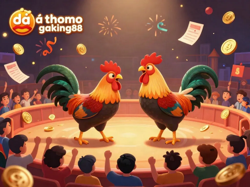 Experience the excitement of đá gà thomo gaking88 with dynamic cockfighting scenes and actionable betting elements.