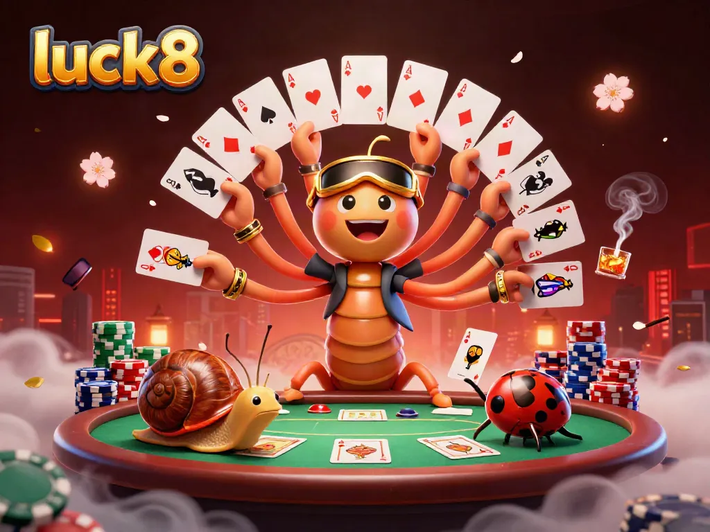 Experience extreme gaming excitement at luck8 with a millipede dealer showing poker cards