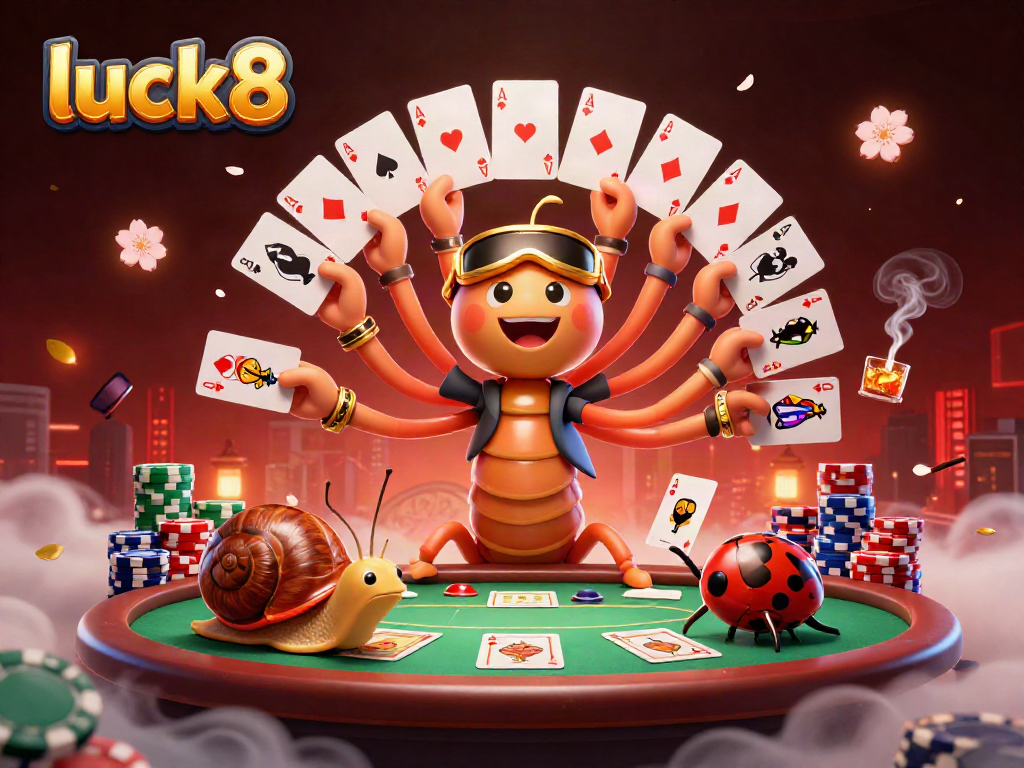 Experience extreme gaming excitement at luck8 with a millipede dealer showing poker cards