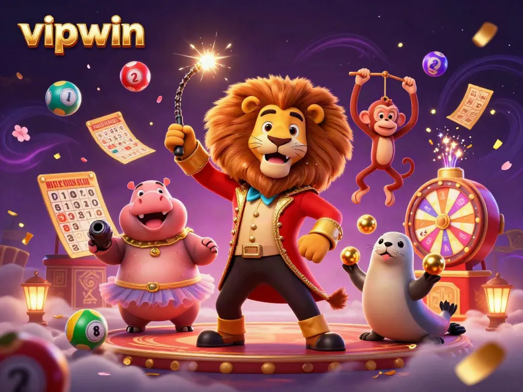 Experience thrilling wins with vipwin's vibrant circus-themed gaming scene full of excitement.