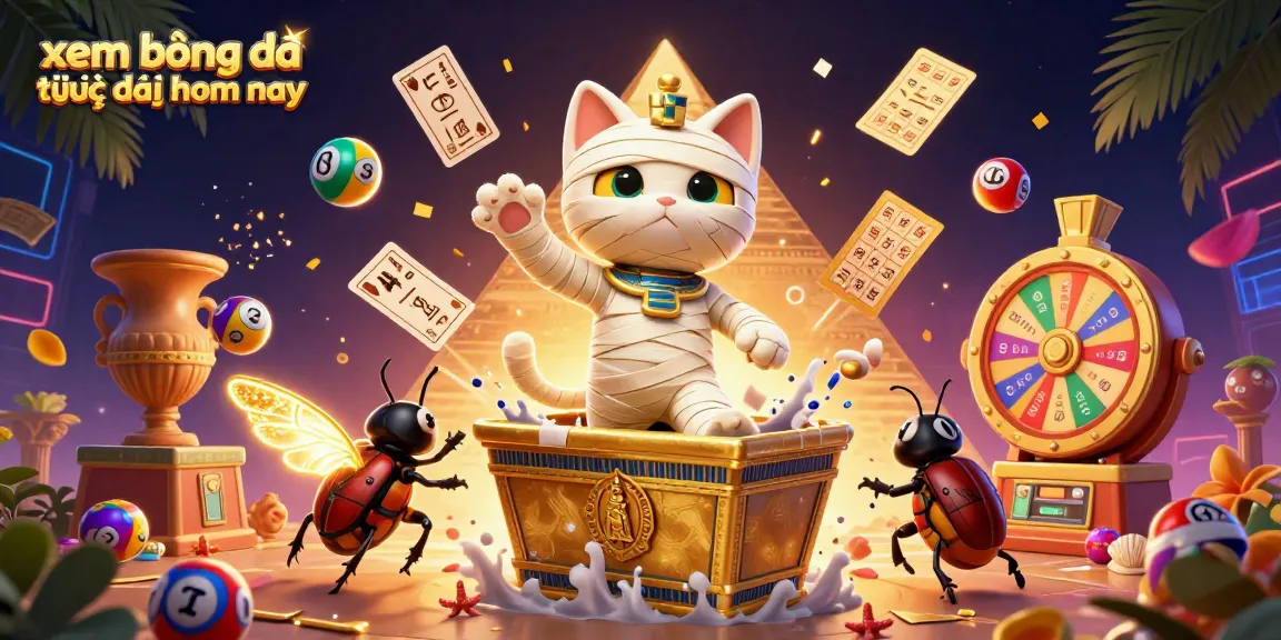 Experience xem bóng đá trực tiếp hôm nay with colorful lottery elements and engaging characters in this vibrant casino scene