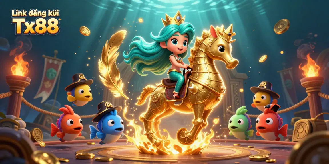 Engage with Link đăng ký Tx88 through a vibrant underwater casino scene featuring a mermaid and seahorse.