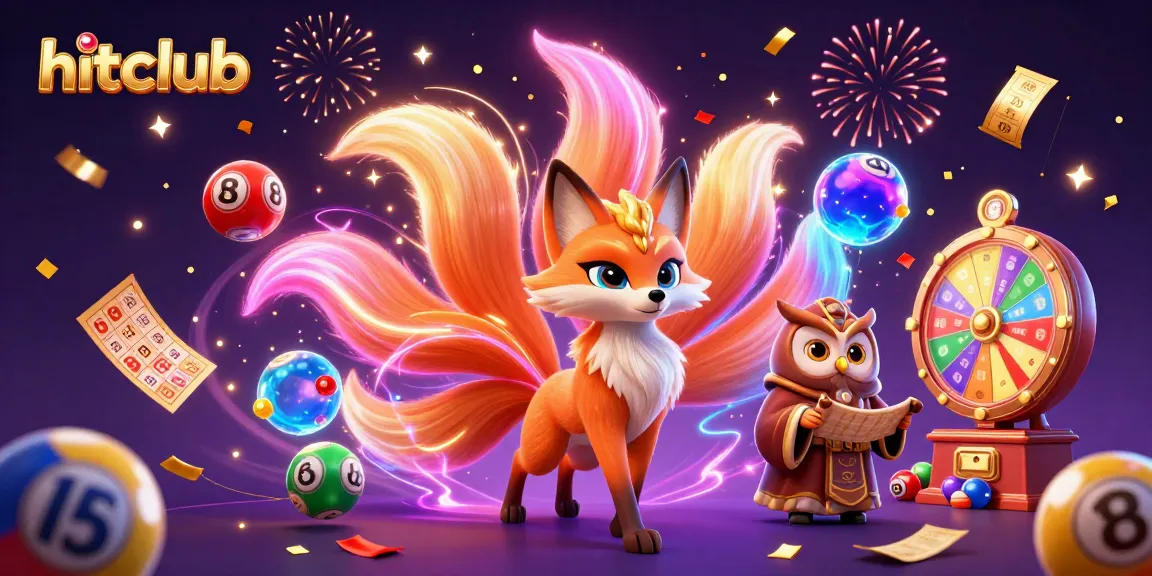 Hitclub engages players with vibrant lottery elements and a mystical atmosphere in this 3D illustration.