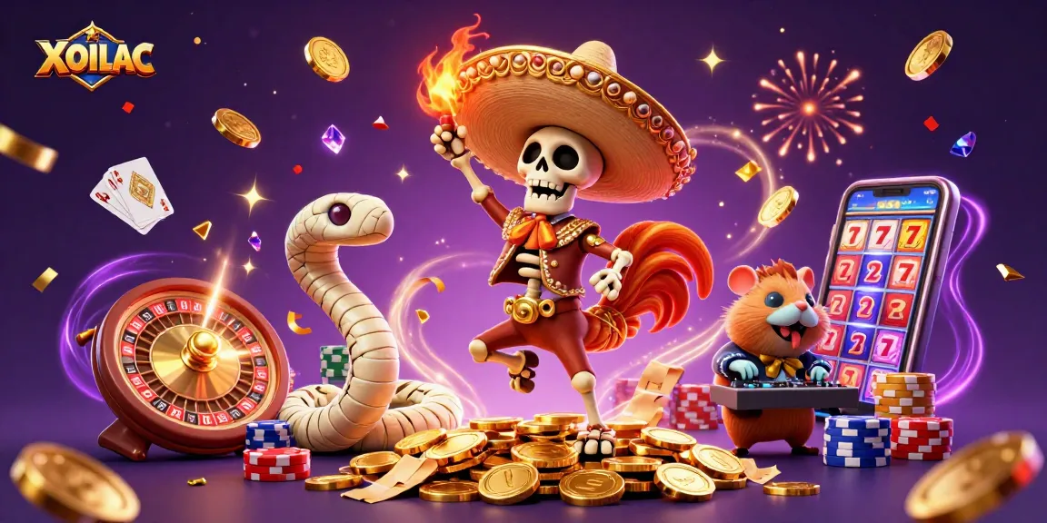 Experience winning moments on XOILAC with a vibrant celebration of casino elements and characters in a rich, detailed scene.