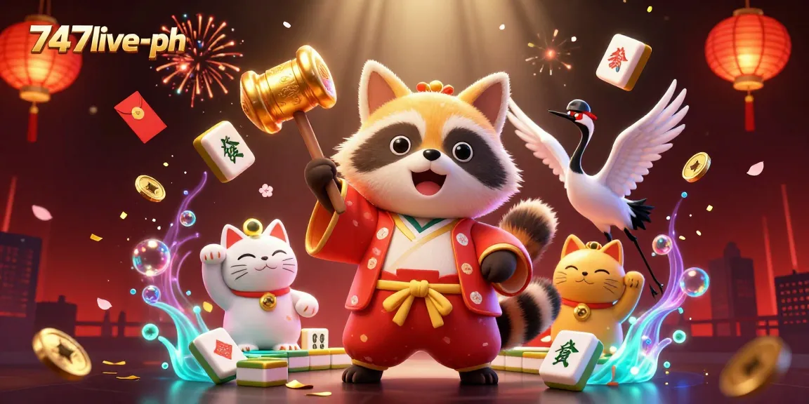Experience lucky wins at 747live-ph with the joyful tanuki and vibrant casino elements.
