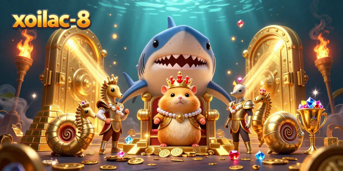 Xoilac-8 creates waves in gaming with a fierce hamster king on a treasure throne, surrounded by riches