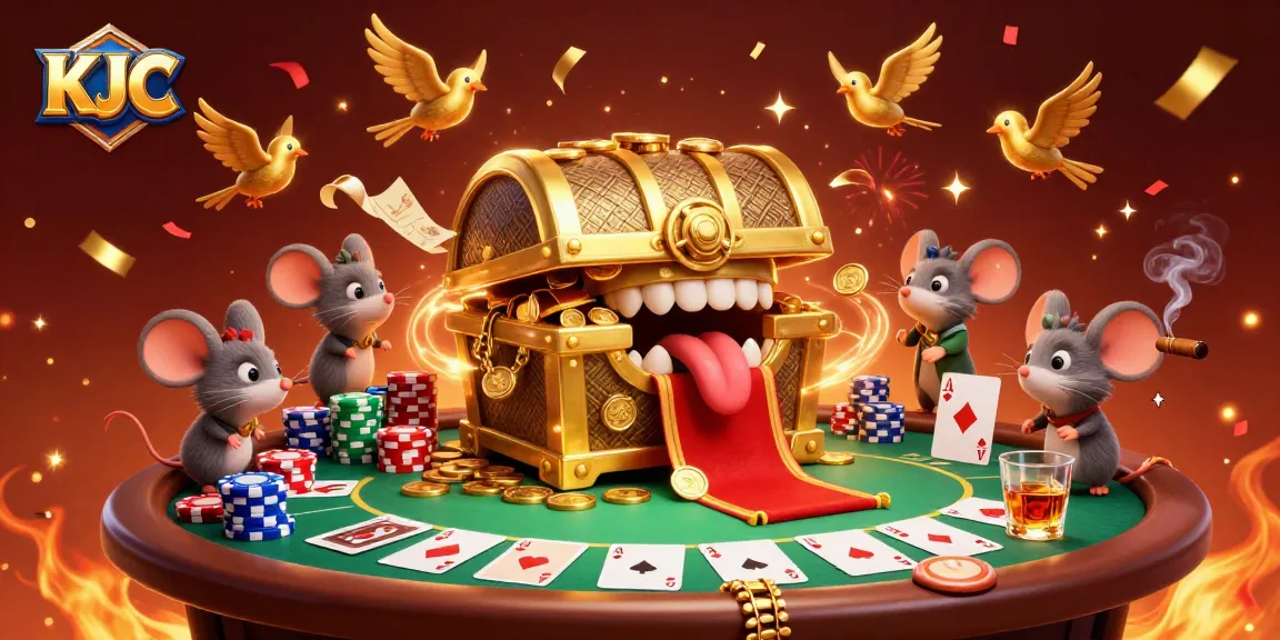 KJC brings excitement as adventurer mice chase riches from a playful treasure chest in a casino-themed scene