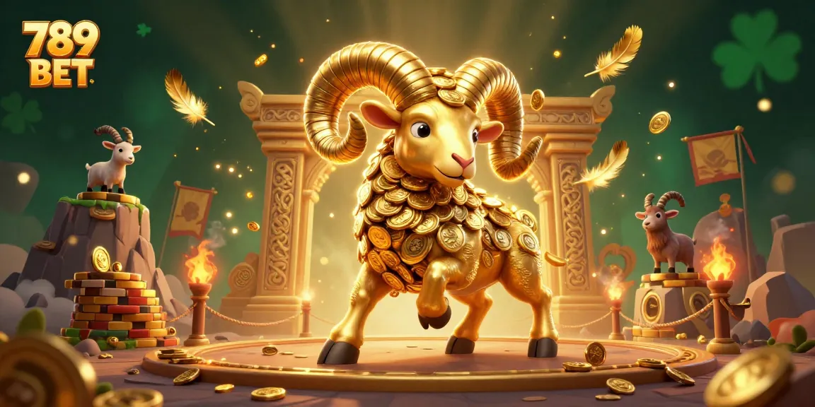 Engage in thrilling gameplay with the dynamic 789 BET golden ram illustration full of exciting casino elements.