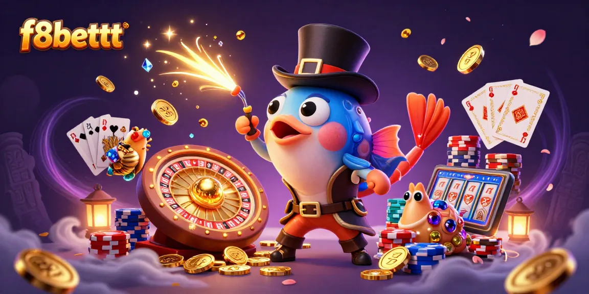 Spin the reels with f8bettt’s vibrant characters amidst cascading coins and sparkling treasures.