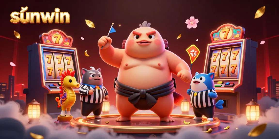 Engage with Sunwin’s vibrant gaming cosmos featuring a lively scene of playful characters in a casino setting.